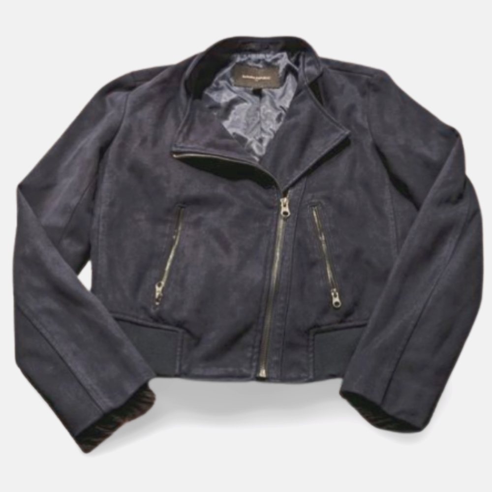 Banana Republic Navy Blue Vegan Suede Moto Jacket